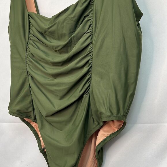 J.Crew Olive Green ruched wide strap swimsuit NWT - Picture 5 of 15